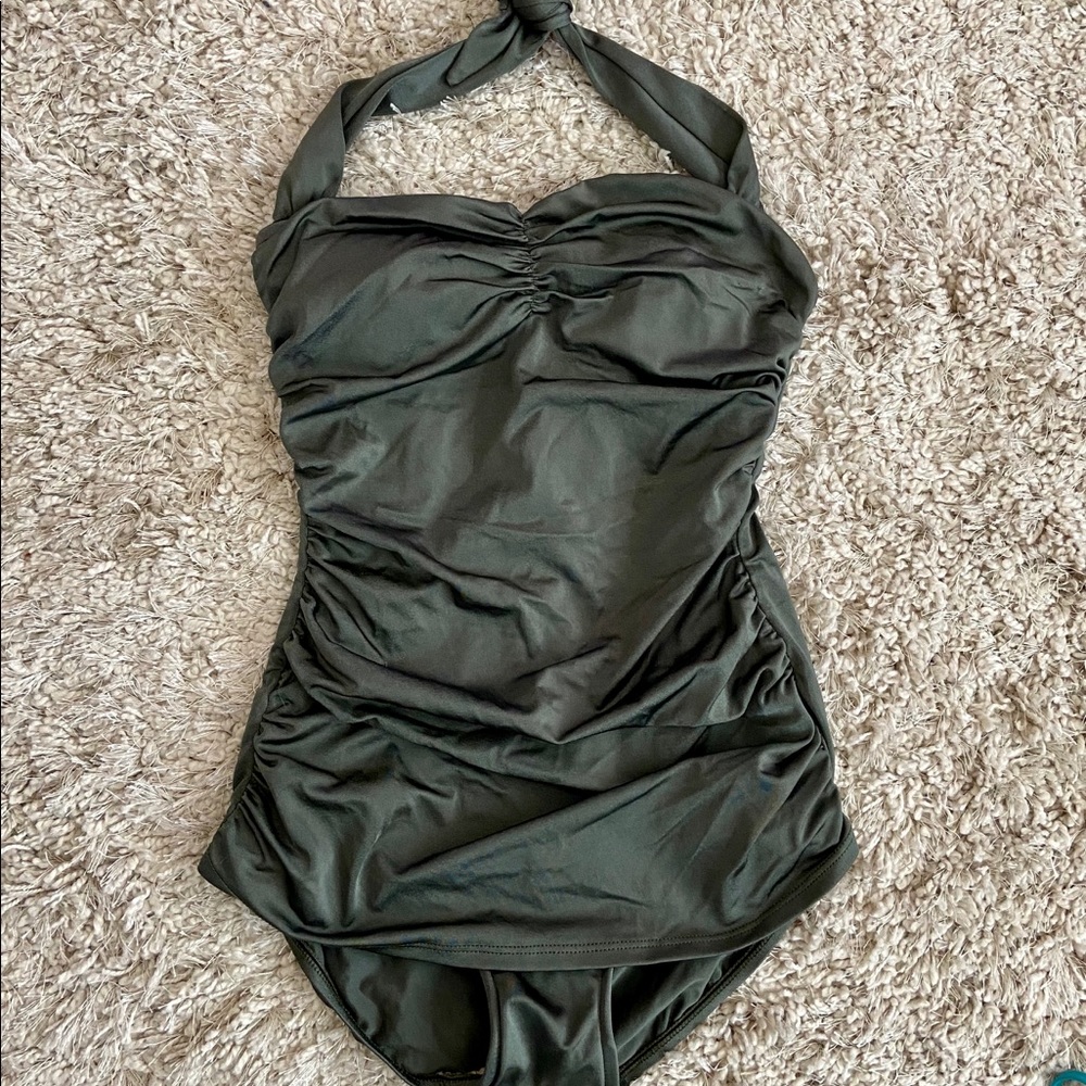 Olive green one piece swimsuit